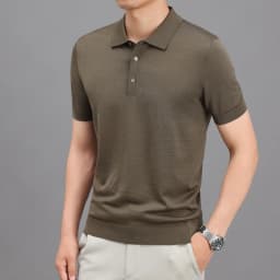 Ture 100% Merino Wool Tees Men Superfine Wool Short Sleeve Clothes Male Turn Down Collar Knit Polo Shirt Thin Sheep Wool Tops