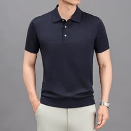 Ture 100% Merino Wool Tees Men Superfine Wool Short Sleeve Clothes Male Turn Down Collar Knit Polo Shirt Thin Sheep Wool Tops