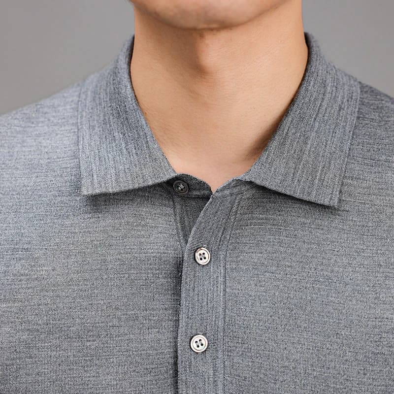 Ture 100% Merino Wool Tees Men Superfine Wool Short Sleeve Clothes Male Turn Down Collar Knit Polo Shirt Thin Sheep Wool Tops