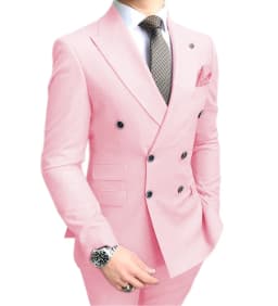 Double Breasted Peak Lapel Gentleman Grey Blazer Two Pieces Mens Suit with Pants Formal Silver Jacket For Wedding Groom Tuxedos