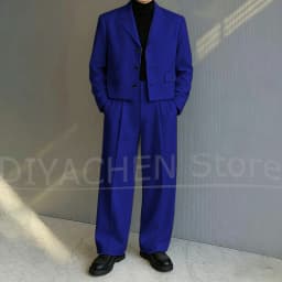 Men's 2 Piece Suit Set Fashion Notch Lapel Single Breasted Outfit for Casual Formal Business Groom Wedding Party Male Suit