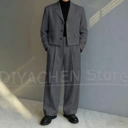 Men's 2 Piece Suit Set Fashion Notch Lapel Single Breasted Outfit for Casual Formal Business Groom Wedding Party Male Suit