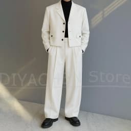 Men's 2 Piece Suit Set Fashion Notch Lapel Single Breasted Outfit for Casual Formal Business Groom Wedding Party Male Suit