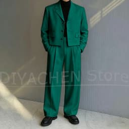 Men's 2 Piece Suit Set Fashion Notch Lapel Single Breasted Outfit for Casual Formal Business Groom Wedding Party Male Suit