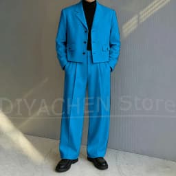 Men's 2 Piece Suit Set Fashion Notch Lapel Single Breasted Outfit for Casual Formal Business Groom Wedding Party Male Suit