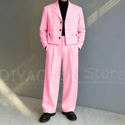 Men's 2 Piece Suit Set Fashion Notch Lapel Single Breasted Outfit for Casual Formal Business Groom Wedding Party Male Suit