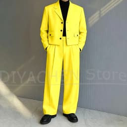 Men's 2 Piece Suit Set Fashion Notch Lapel Single Breasted Outfit for Casual Formal Business Groom Wedding Party Male Suit