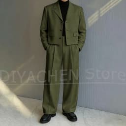Men's 2 Piece Suit Set Fashion Notch Lapel Single Breasted Outfit for Casual Formal Business Groom Wedding Party Male Suit
