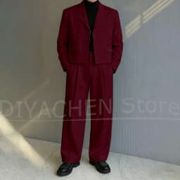 Men's 2 Piece Suit Set Fashion Notch Lapel Single Breasted Outfit for Casual Formal Business Groom Wedding Party Male Suit