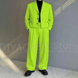 Men's 2 Piece Suit Set Fashion Notch Lapel Single Breasted Outfit for Casual Formal Business Groom Wedding Party Male Suit