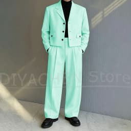 Men's 2 Piece Suit Set Fashion Notch Lapel Single Breasted Outfit for Casual Formal Business Groom Wedding Party Male Suit