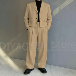 Men's 2 Piece Suit Set Fashion Notch Lapel Single Breasted Outfit for Casual Formal Business Groom Wedding Party Male Suit
