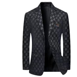 Blazer Men's Fashionable Business Wedding Banquet Casual Hosting Dress Showcases A High-end Middle-aged Checkered Look Blazer