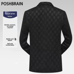 Blazer Men's Fashionable Business Wedding Banquet Casual Hosting Dress Showcases A High-end Middle-aged Checkered Look Blazer