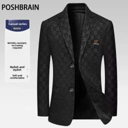 Blazer Men's Fashionable Business Wedding Banquet Casual Hosting Dress Showcases A High-end Middle-aged Checkered Look Blazer