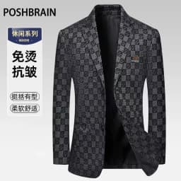 Blazer Men's Fashionable Business Wedding Banquet Casual Hosting Dress Showcases A High-end Middle-aged Checkered Look Blazer