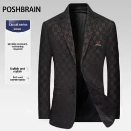 Blazer Men's Fashionable Business Wedding Banquet Casual Hosting Dress Showcases A High-end Middle-aged Checkered Look Blazer