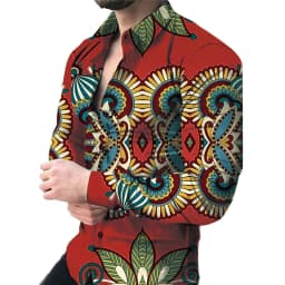 New luxury men's casual long sleeved shirt paired with 3D printed spring and autumn shirt, street men's fashionable shirt