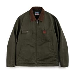 Maden Retro Heavyweight Canvas Detroit Jacket Corduroy Collar Hunting Short Zip-Up Jacket with Pockets Men's Autumn Outerwear