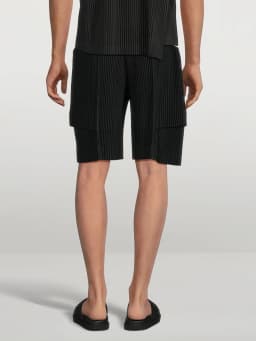 Miyake Pleated Plisse Cargo Shorts Men Loose Knee Length Summer Casual Bermuda Shorts Wrinkle Resistant