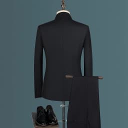 Men's Business, Fashionable, Cool, Casual, Stand-Up Collar, Single-Piece Korean-Style Zhongshan Suit Two-Piece Set