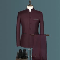 Men's Business, Fashionable, Cool, Casual, Stand-Up Collar, Single-Piece Korean-Style Zhongshan Suit Two-Piece Set