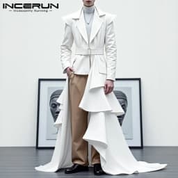 Fashion Men Irregular Blazer Streetwear Lapel Long Sleeve 2025 Ruffle Elegant Long Style Blazer Casual Men's Coats S-5XL INCERUN