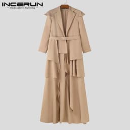 Fashion Men Irregular Blazer Streetwear Lapel Long Sleeve 2025 Ruffle Elegant Long Style Blazer Casual Men's Coats S-5XL INCERUN