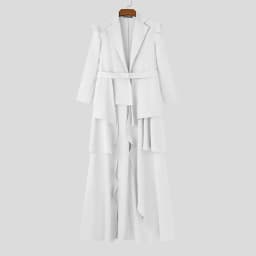 Fashion Men Irregular Blazer Streetwear Lapel Long Sleeve 2025 Ruffle Elegant Long Style Blazer Casual Men's Coats S-5XL INCERUN