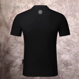 2025 Summer Trendy PP Skull Hot Diamond Short Sleeve Men Slimming Round Neck Sweatshirt Unisex Punk High Street Hip Hop T-shirt