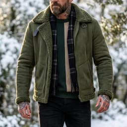 Men's Faux Suede & Fur Collar Winter Jacket | Windproof Belted Zip Streetwear Coat | Thick Warm Hiking Outdoor Wear Soft Male