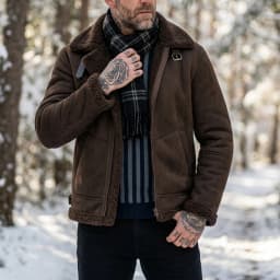 Men's Faux Suede & Fur Collar Winter Jacket | Windproof Belted Zip Streetwear Coat | Thick Warm Hiking Outdoor Wear Soft Male
