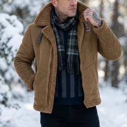 Men's Faux Suede & Fur Collar Winter Jacket | Windproof Belted Zip Streetwear Coat | Thick Warm Hiking Outdoor Wear Soft Male