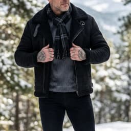 Men's Faux Suede & Fur Collar Winter Jacket | Windproof Belted Zip Streetwear Coat | Thick Warm Hiking Outdoor Wear Soft Male