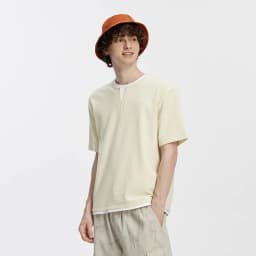 Semir Men Tshirt Short Sleeve V Neck Colorblock Waffle Knit 2026 Autumn Loose Casual Style Pullover Everyday Top
