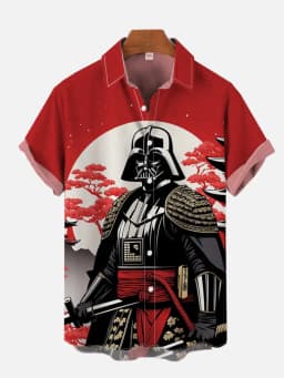 2024 Fashion Ukiyo-E Tropical Floral And Sci-Fi Space Samurai Printing turndown Collar Hawaiian Short Sleeve Shirt casual shirts