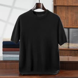 100% Pure Goat Cashmere Men's Crewneck Pullover Sweater Basic Half Sleeve Sweater Solid Color Business Casual Men's Top