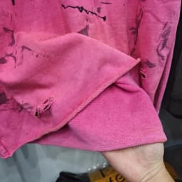 Men's Saint Retro Cotton Hoodie Pink Oversized Distressed Sweatshirt Casual Street Fashion