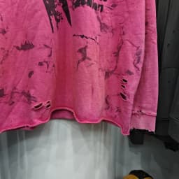 Men's Saint Retro Cotton Hoodie Pink Oversized Distressed Sweatshirt Casual Street Fashion