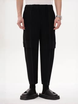 Miyake Pleated Man Loose Cargo Pants Nine-point Pants Fashion Casual Streetwear Miyake Pants