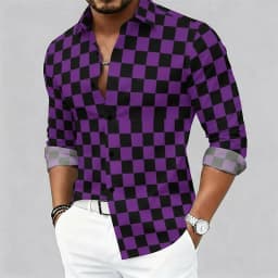 Carnival Men's Graphic Plaid Shirt Button Up Shirt Long Sleeve Casual Comfortable Resort Outdoor Streetwear Holiday Spring Fall
