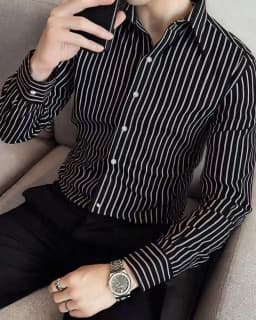 Men's Shirt Casual Shirt Button Up Shirt Long Sleeve Vertical Stripes Lapel Daily Clothing Apparel Fashion Casual Comfortable