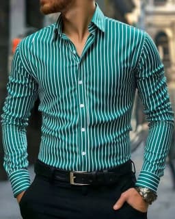 Men's Shirt Casual Shirt Button Up Shirt Long Sleeve Vertical Stripes Lapel Daily Clothing Apparel Fashion Casual Comfortable