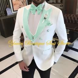 Jacquard Men's Suit 3 Pieces Slim-fit Jacket Vest Pants Prom Peaked Lapel Blazer Custom Made Groom' Wedding Tuxedos