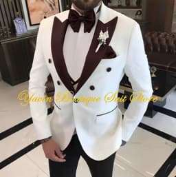 Jacquard Men's Suit 3 Pieces Slim-fit Jacket Vest Pants Prom Peaked Lapel Blazer Custom Made Groom' Wedding Tuxedos