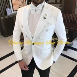 Jacquard Men's Suit 3 Pieces Slim-fit Jacket Vest Pants Prom Peaked Lapel Blazer Custom Made Groom' Wedding Tuxedos