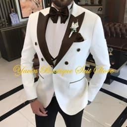 Jacquard Men's Suit 3 Pieces Slim-fit Jacket Vest Pants Prom Peaked Lapel Blazer Custom Made Groom' Wedding Tuxedos