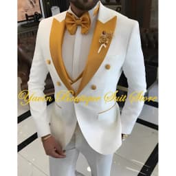 Jacquard Men's Suit 3 Pieces Slim-fit Jacket Vest Pants Prom Peaked Lapel Blazer Custom Made Groom' Wedding Tuxedos