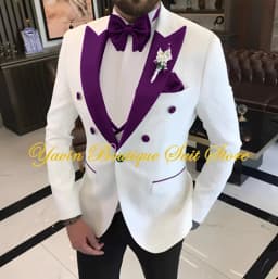 Jacquard Men's Suit 3 Pieces Slim-fit Jacket Vest Pants Prom Peaked Lapel Blazer Custom Made Groom' Wedding Tuxedos