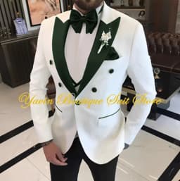 Jacquard Men's Suit 3 Pieces Slim-fit Jacket Vest Pants Prom Peaked Lapel Blazer Custom Made Groom' Wedding Tuxedos